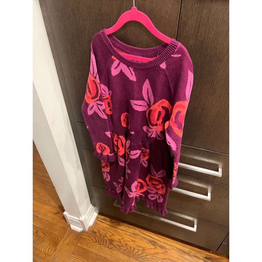 Tea collection girls sweater floral‎ dress size 8